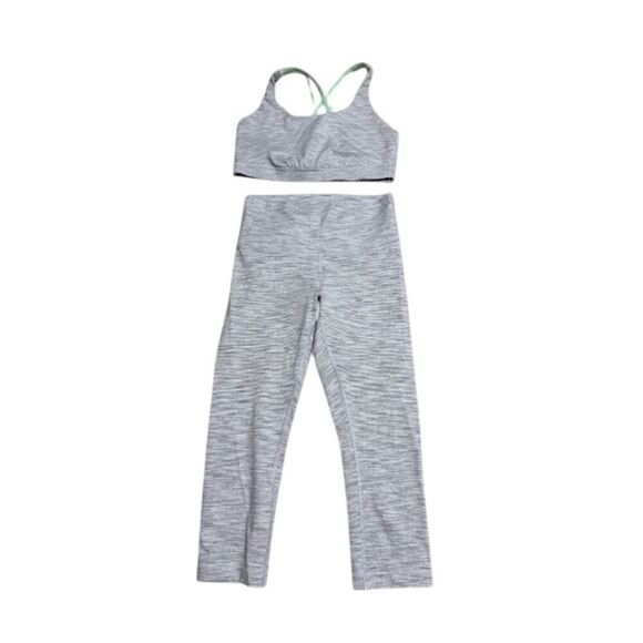 Lululemon Leggings and Sports Bra Set Gray and Mint Green Size 8 - Picture 1 of 6